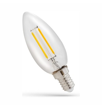 Ampoule LED flamme E14 1W - C35, filament, verre clair