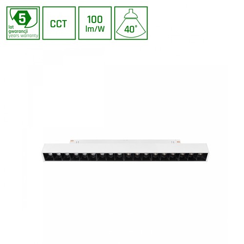 Spot sur rail SMART GRID L 17W pour 48V - CCT, 40 degrés, 44cm, noir, dimmable via App/Smart Home