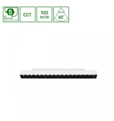 Spot sur rail SMART GRID L 17W pour 48V - CCT, 40 degrés, 44cm, noir, dimmable via App/Smart Home
