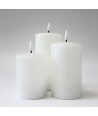 Set de 3 bougies LED, effet flamme, blanc - Avec télécommande et minuterie, 10/12,5/15cm de haut, Ø7,5cm, véritable cire