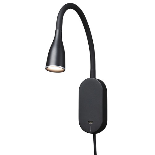 Applique murale EYE LED avec USB et gradation tactile, 5W, Nielsen Light - noir