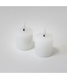 Bougies LED bloc, lot de 2, effet flamme, blanc - 5 cm de haut, Ø5 cm, fonctionne avec télécommande, vraie cire