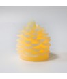 Bougie LED pomme de pin, effet flamme clignotante, blanche - Hauteur 8 cm, Ø6 cm, cire véritable