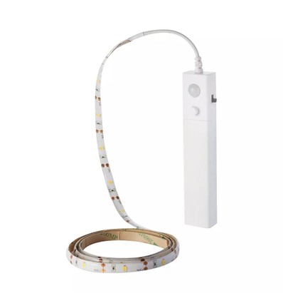 Ruban LED 1m 2,4W/m résistant aux éclaboussures - 6V DC, IP65, capteur PIR, batterie, 30 LED par mètre