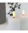 Bougies LED bloc, lot de 2, effet flamme, blanc - 7,5 cm de haut, Ø5 cm, fonctionne avec télécommande, cire véritable