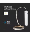 Ruban LED 1m 2,4W/m résistant aux éclaboussures - 6V DC, IP65, capteur PIR, batterie, 30 LED par mètre