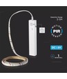 Ruban LED 1m 2,4W/m résistant aux éclaboussures - 6V DC, IP65, capteur PIR, batterie, 30 LED par mètre