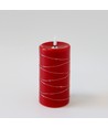 Bougie LED avec guirlande lumineuse, 15cm de haut, effet flamme - Ø7,5cm, fonctionne avec télécommande, véritable cire, rouge