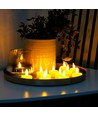 Lot de 12 bougies LED chauffe-plat avec bel effet de flamme - Livrées complètes avec piles, prêtes à l'emploi