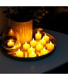 Lot de 12 bougies LED chauffe-plat avec bel effet de flamme - Livrées complètes avec piles, prêtes à l'emploi