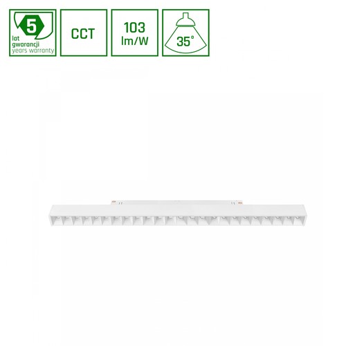 Spot sur rail GRID L 22W pour système SHIFT, CCT - 48V, RA90, 102lm/W, choix de couleur 3-en-1, garantie 5 ans