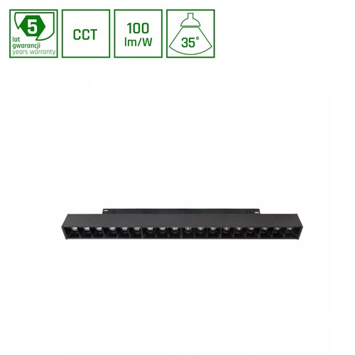 Spot sur rail magnétique 17W System Shift, 48V - CCT, 100lm/W, 2700-4000K, garantie 5 ans