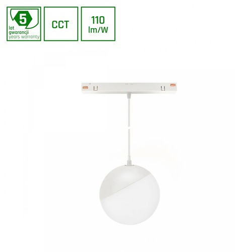 Spot sur rail 5W Ø10cm 48V pour rail magnétique - CCT, 85cm de haut, noir, 48V DC