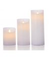 Bougies LED, lot de 3, Ø7,5cm, flamme vacillante, blanc - Avec télécommande et minuterie, 10/13/15cm, cire véritable