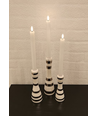 Pack de 3 bougies LED blanches, effet flamme - Ø2,2cm, Hauteur : 24,5cm, cierges, avec télécommande, minuterie