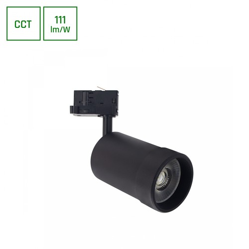 Spot sur rail triphasé PAVA BASIC 20W - CCT réglable, 111lm/W, 20-45°, noir