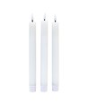 Pack de 3 bougies LED blanches, effet flamme - Ø2,2cm, Hauteur : 24,5cm, bougies de table, avec télécommande, minuterie, pile