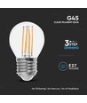 Ampoule LED sphérique E27 4W dimmable 3 niveaux - G45, filament, verre clair
