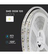Ruban LED 5m 7,2W/m résistant aux éclaboussures - 12V DC, IP65, 120 LED par mètre