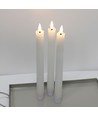 Pack de 3 bougies LED blanches, effet flamme - Ø2,2cm, Hauteur : 24,5cm, cierges, avec télécommande, minuterie
