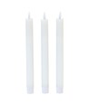 Pack de 3 bougies LED blanches, effet flamme - Ø2,2cm, Hauteur : 24,5cm, cierges, avec télécommande, minuterie