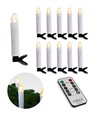 Lot de 10 bougies LED de Noël avec télécommande - Batterie, fonction minuterie, sans fil, support pour sapin de Noël