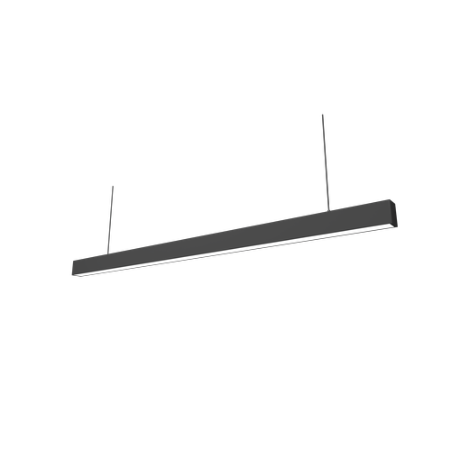 Réglette LED 48W - 150cm, 120 lm/W, Noir, plafonnier pour bureau, avec kit de suspension par câbles