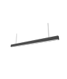 Réglette LED 48W - 150cm, 120 lm/W, Noir, plafonnier pour bureau, avec kit de suspension par câbles