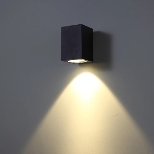 Applique murale 3W - IP65, noir, carrée, intérieur / extérieur, source lumineuse incluse