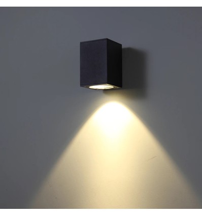 Applique murale 3W - IP65, noir, carrée, intérieur / extérieur, source lumineuse incluse