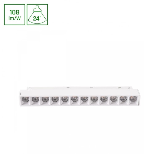 12W SYSTEM SHIFT BASIC GRID S spot sur rail, 48V - 108lm/W, 220x23x42 mm, blanc neutre