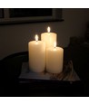 Set de 3 bougies LED, effet flamme, blanc - Avec télécommande et minuterie, 10/12,5/15cm de haut, Ø7,5cm, véritable cire