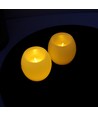 Lot de 2 bougies LED sphériques, effet flamme - Ø5 cm, hauteur 6 cm, vraie cire
