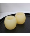 Lot de 2 bougies LED sphériques, effet flamme - Ø5 cm, hauteur 6 cm, vraie cire