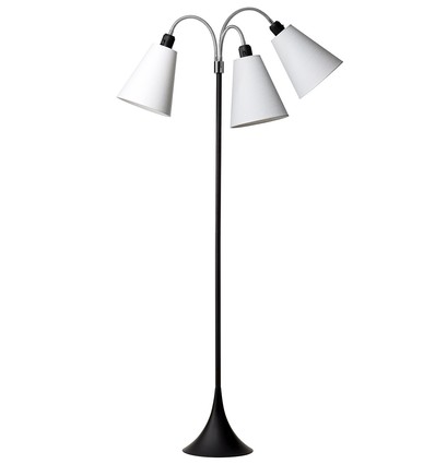 Lampadaire Trafik E27 en noir avec 3 abat-jours blancs - Nielsen Light