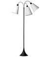 Lampadaire Trafik E27 en noir avec 3 abat-jours blancs - Nielsen Light