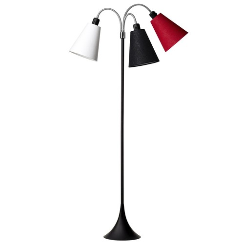 Lampadaire Trafik E27 en Noir avec Abat-jours Blanc/Noir/Rouge - Nielsen Light