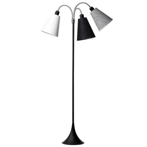 Lampadaire Trafik E27 en Noir avec abat-jour blanc/noir/noir texturé - Nielsen Light