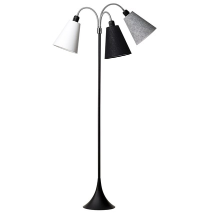 Lampadaire Trafik E27 en Noir avec abat-jour blanc/noir/noir texturé - Nielsen Light