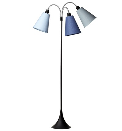 Lampadaire Trafik E27 en noir avec Dala/Turquoise/Bleu clair - Nielsen Light