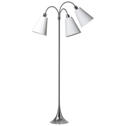 Lampadaire Trafik E27 en Chrome avec 3 Abat-jours Blancs - Nielsen Light