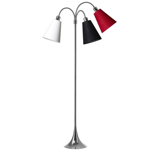 Lampadaire Trafik E27 en Chrome avec Blanc/Noir/Rouge - Nielsen Light