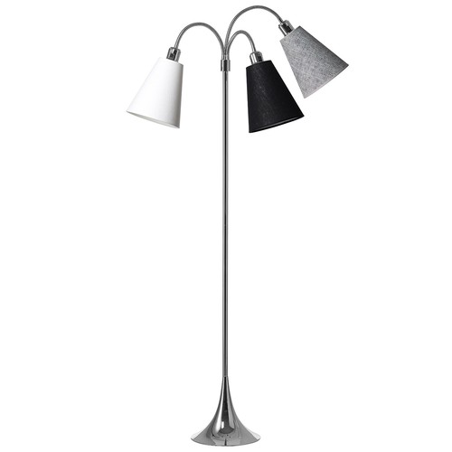 Lampadaire Trafik E27 en Chrome avec Blanc/Noir/Noir Texturé - Nielsen Light