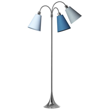 Lampadaire Trafik E27 en Chrome avec Bleu Clair/Turquoise/Pétrole - Nielsen Light