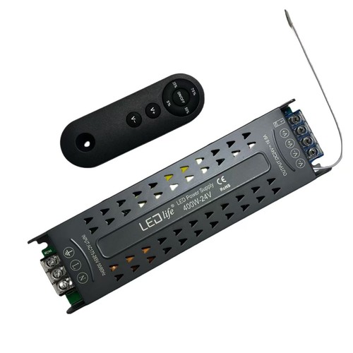 Alimentation dimmable 400W / 24V DC - 16.6A, IP20 intérieur, avec télécommande