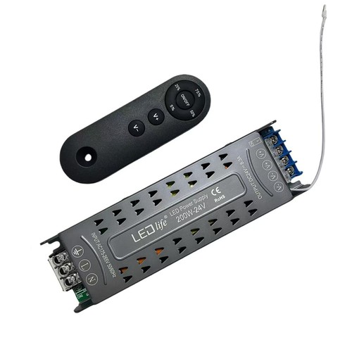 Alimentation dimmable 200W / 24V DC - 8.33A, IP20 intérieur, avec télécommande, sans scintillement
