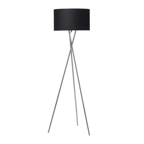 Lampadaire Uptown E27 en Chrome avec Abat-jour Noir - Nielsen Light