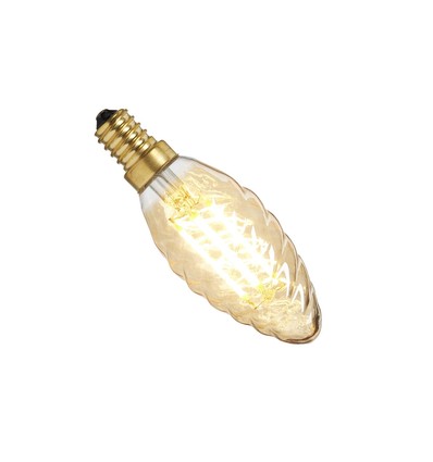 Ampoule Flamme LED Torsadée Dorée E14, 4W - Dimmable, 2200K, Ra95, Nielsen Light
