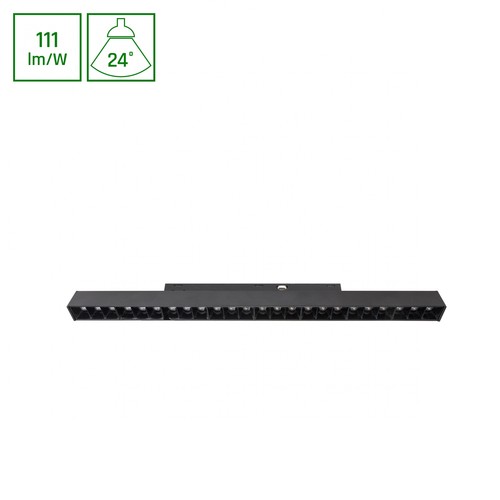 Spot sur rail magnétique 33cm 18W SYSTEM SHIFT BASIC GRID M - 48V, 111lm/W, 4000K, système de rail pour bureau