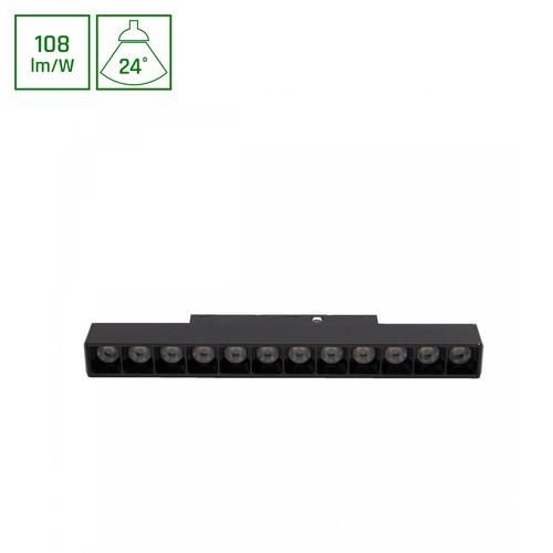 Spot sur rail 12W SHIFT BASIC GRID pour système de rail 48V - 4000K, 22cm, blanc neutre, montage magnétique
